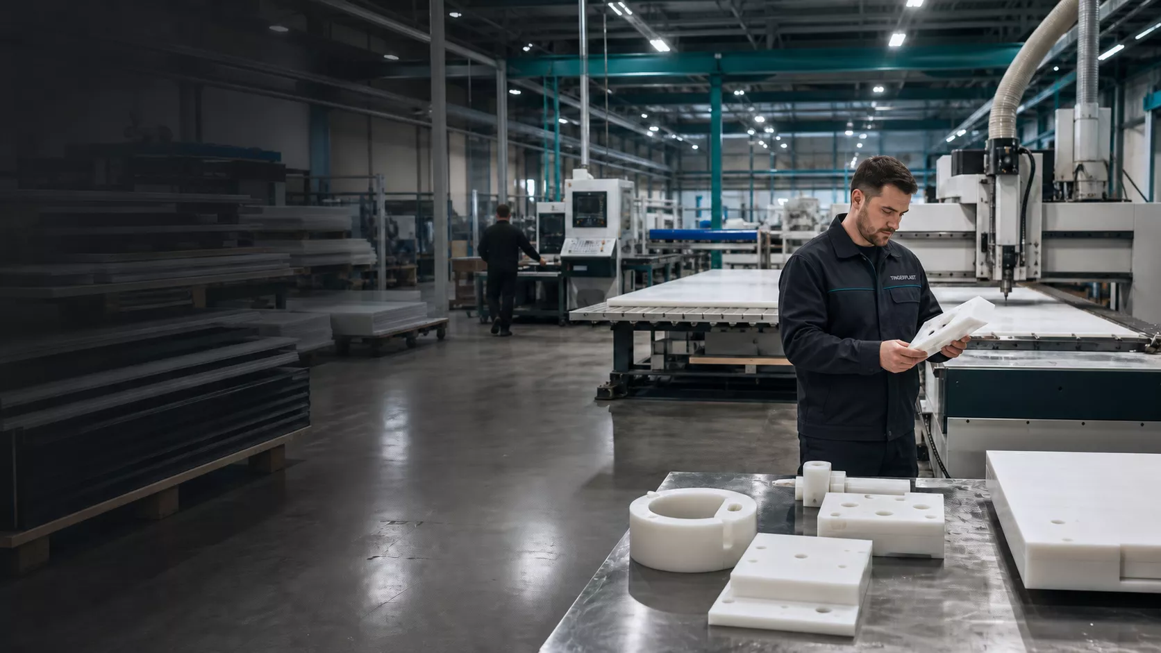 Фрезеровка деталей из ПП и ПНД на производстве TINGERPLAST