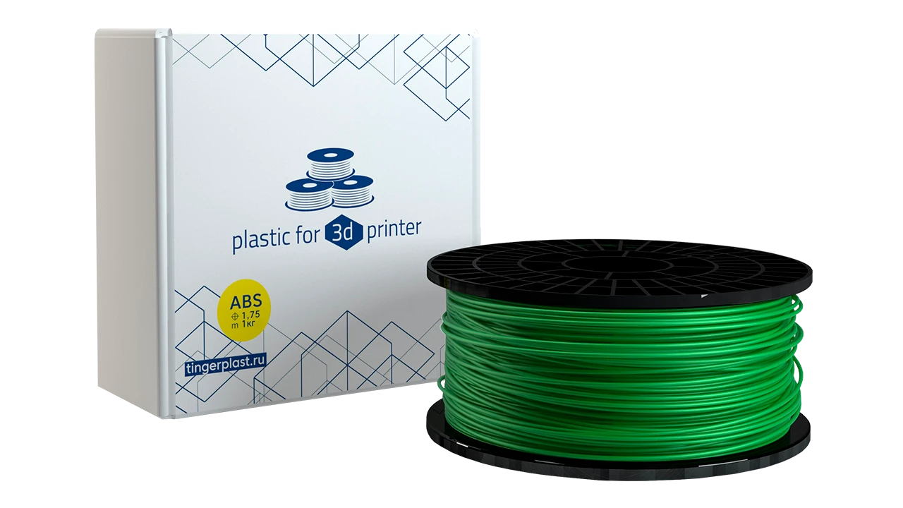 Пластик для 3D принтера, ABS, 1,75 мм, 1 кг, зелёный