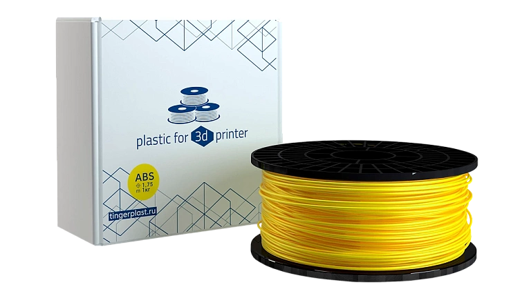 Пластик для 3D принтера, ABS, 1,75 мм, 1 кг, жёлтый