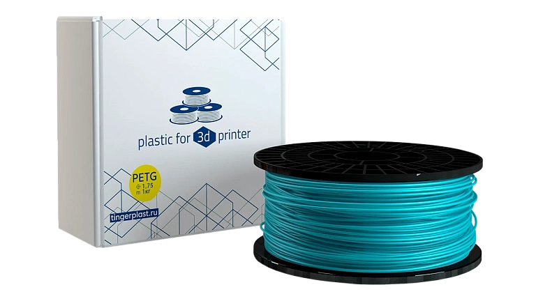 Пластик для 3D принтера, PETG, 1,75 мм, 1 кг, голубой
