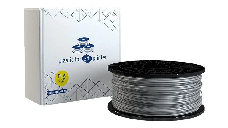 Пластик для 3D принтера, PLA, 1,75 мм, 1 кг, серый