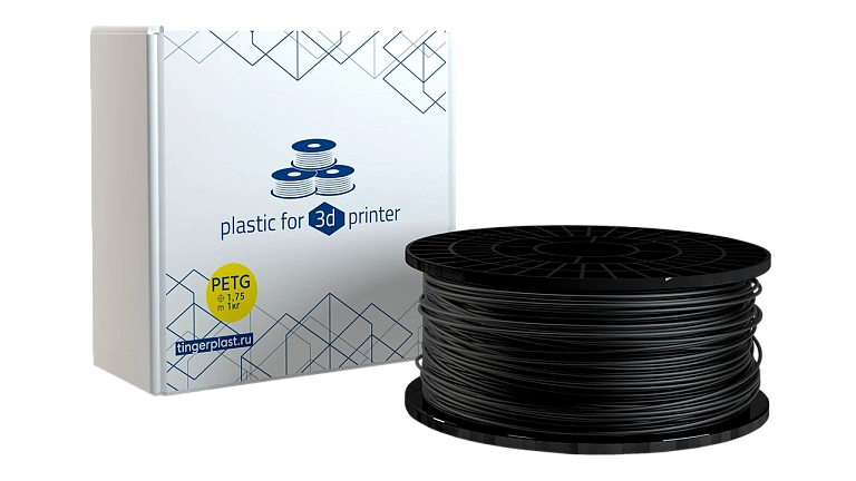 Пластик для 3D принтера, PETG, 1,75 мм, 1 кг, чёрный