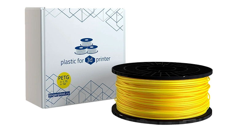 Пластик для 3D принтера, PETG, 1,75 мм, 1 кг, жёлтый